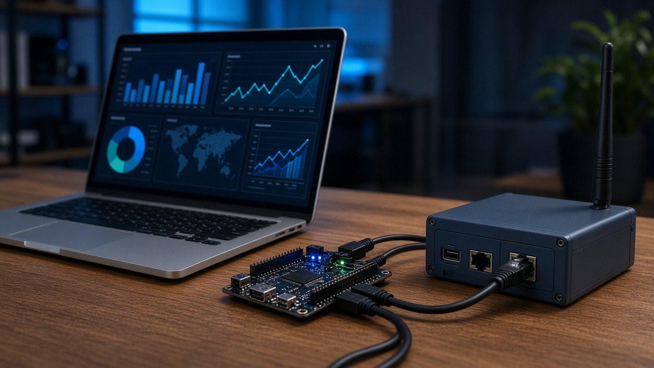 Laptop dashboard connected to an embedded gateway
